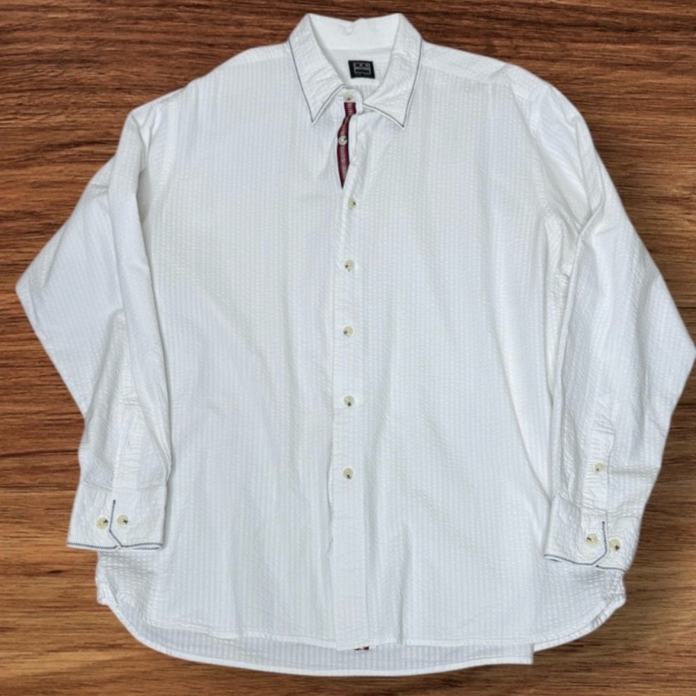 Ike Behar New York White
Seersucker Button Down Shirt
Mens XL Long Sleeve Cotton
